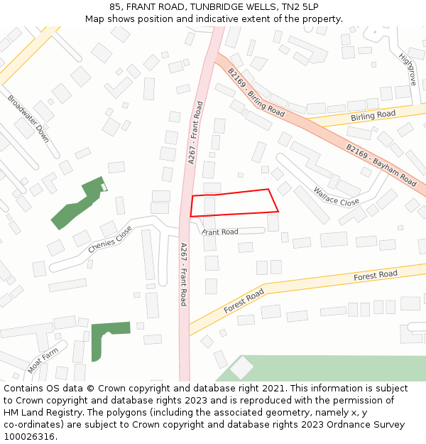 85, FRANT ROAD, TUNBRIDGE WELLS, TN2 5LP: Location map and indicative extent of plot