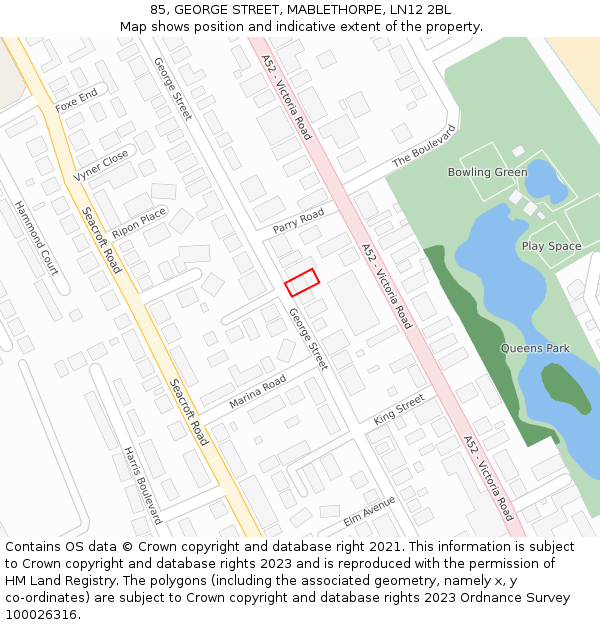 85, GEORGE STREET, MABLETHORPE, LN12 2BL: Location map and indicative extent of plot