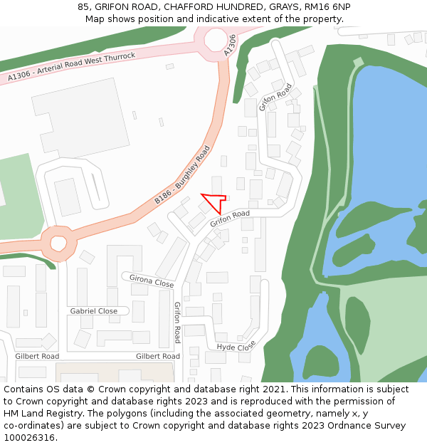 85, GRIFON ROAD, CHAFFORD HUNDRED, GRAYS, RM16 6NP: Location map and indicative extent of plot