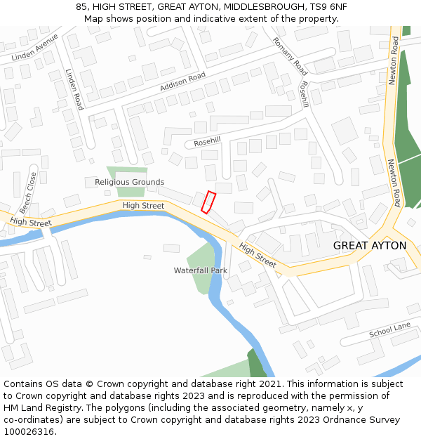 85, HIGH STREET, GREAT AYTON, MIDDLESBROUGH, TS9 6NF: Location map and indicative extent of plot