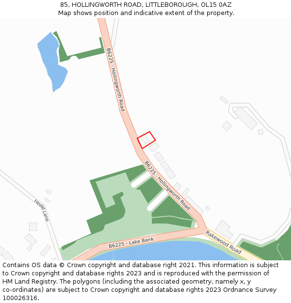 85, HOLLINGWORTH ROAD, LITTLEBOROUGH, OL15 0AZ: Location map and indicative extent of plot