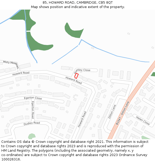 85, HOWARD ROAD, CAMBRIDGE, CB5 8QT: Location map and indicative extent of plot