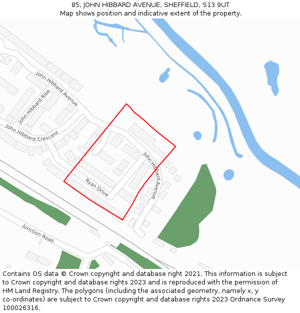 85, JOHN HIBBARD AVENUE, SHEFFIELD, S13 9UT: Location map and indicative extent of plot