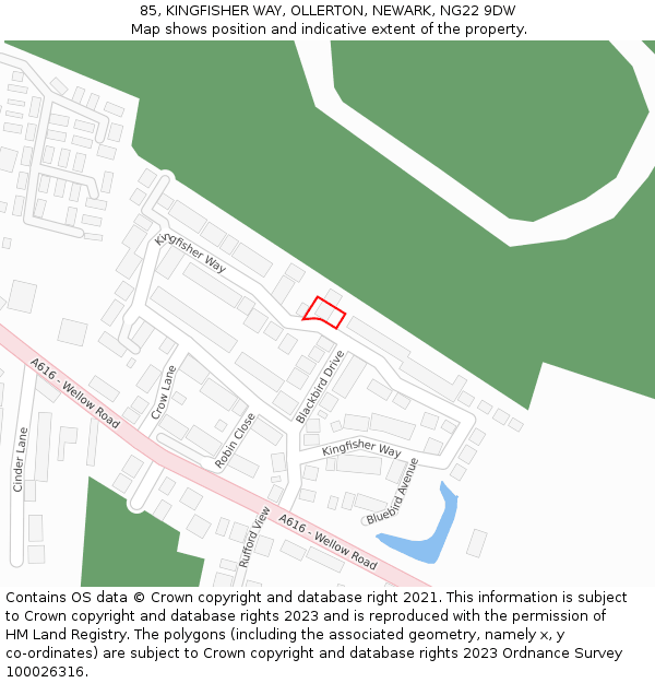 85, KINGFISHER WAY, OLLERTON, NEWARK, NG22 9DW: Location map and indicative extent of plot