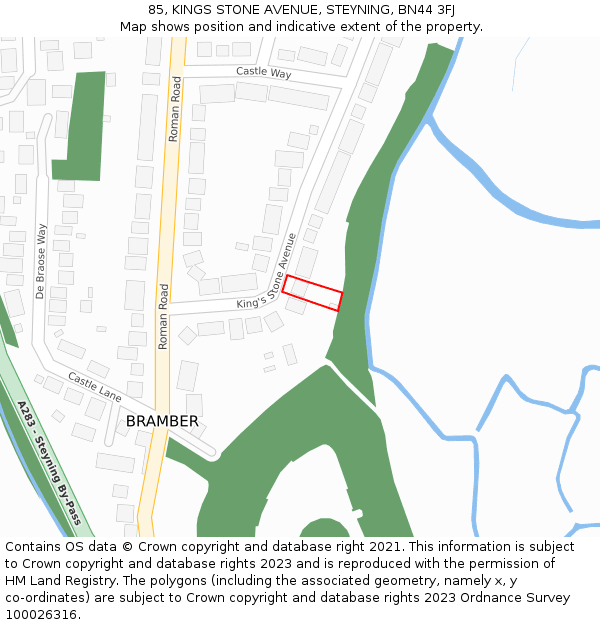 85, KINGS STONE AVENUE, STEYNING, BN44 3FJ: Location map and indicative extent of plot