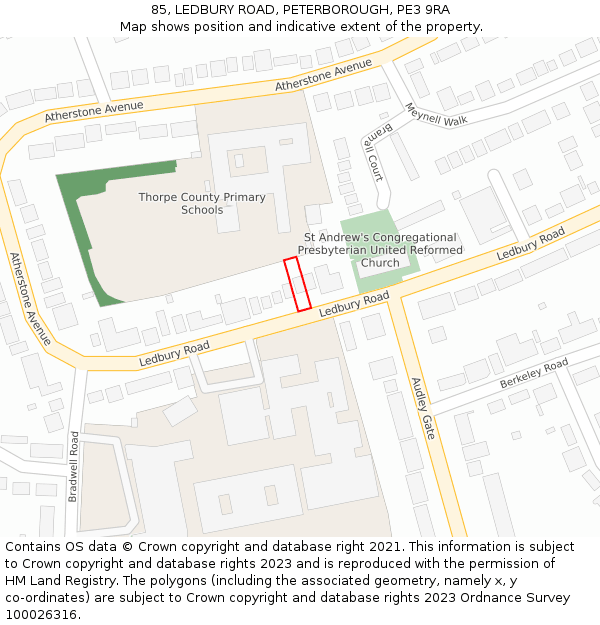 85, LEDBURY ROAD, PETERBOROUGH, PE3 9RA: Location map and indicative extent of plot