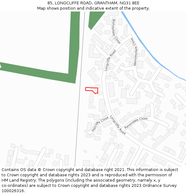 85, LONGCLIFFE ROAD, GRANTHAM, NG31 8EE: Location map and indicative extent of plot