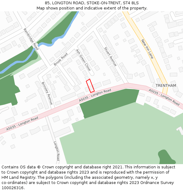 85, LONGTON ROAD, STOKE-ON-TRENT, ST4 8LS: Location map and indicative extent of plot