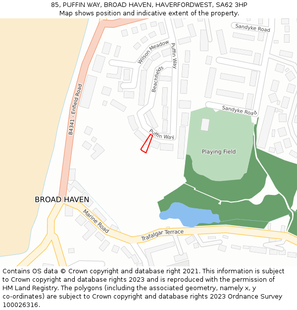 85, PUFFIN WAY, BROAD HAVEN, HAVERFORDWEST, SA62 3HP: Location map and indicative extent of plot