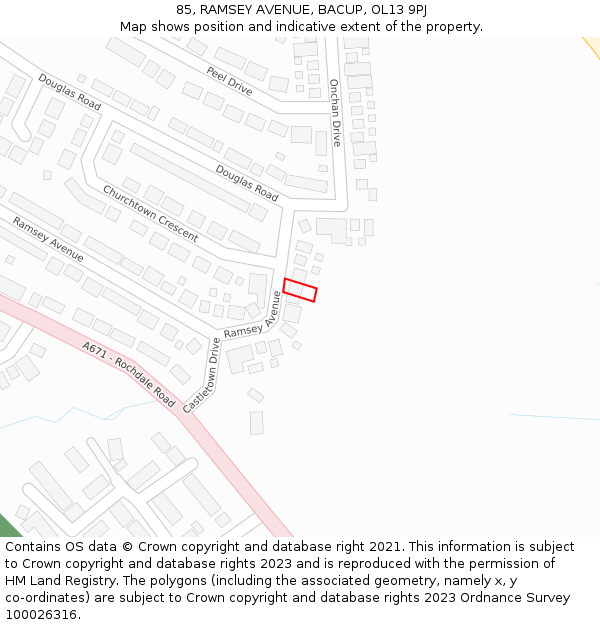 85, RAMSEY AVENUE, BACUP, OL13 9PJ: Location map and indicative extent of plot