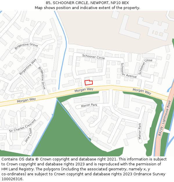 85, SCHOONER CIRCLE, NEWPORT, NP10 8EX: Location map and indicative extent of plot