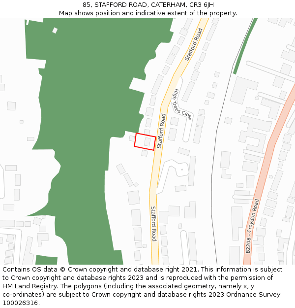 85, STAFFORD ROAD, CATERHAM, CR3 6JH: Location map and indicative extent of plot