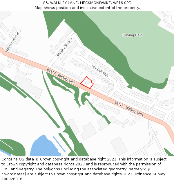 85, WALKLEY LANE, HECKMONDWIKE, WF16 0PD: Location map and indicative extent of plot