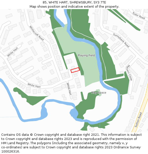 85, WHITE HART, SHREWSBURY, SY3 7TE: Location map and indicative extent of plot