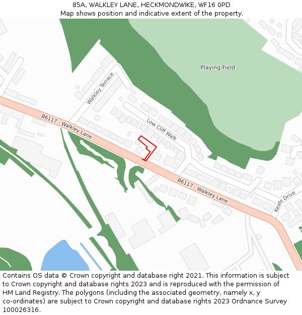 85A, WALKLEY LANE, HECKMONDWIKE, WF16 0PD: Location map and indicative extent of plot