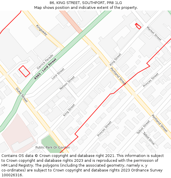 86, KING STREET, SOUTHPORT, PR8 1LG: Location map and indicative extent of plot