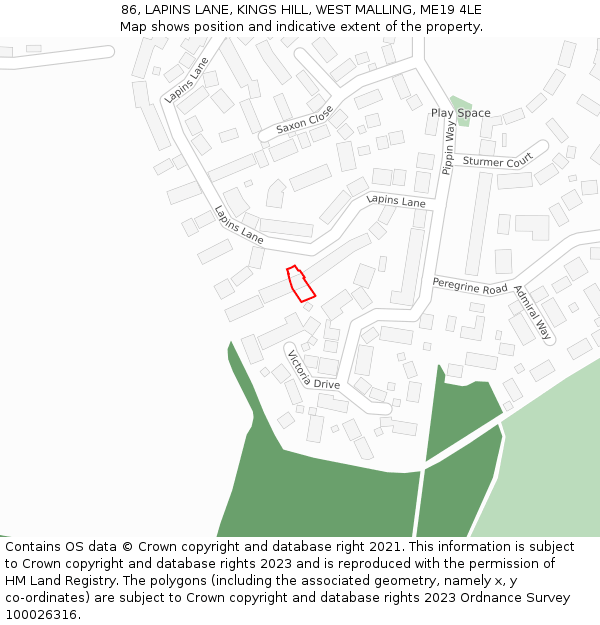 86, LAPINS LANE, KINGS HILL, WEST MALLING, ME19 4LE: Location map and indicative extent of plot