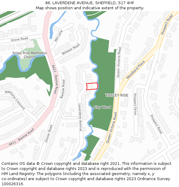 86, LAVERDENE AVENUE, SHEFFIELD, S17 4HF: Location map and indicative extent of plot
