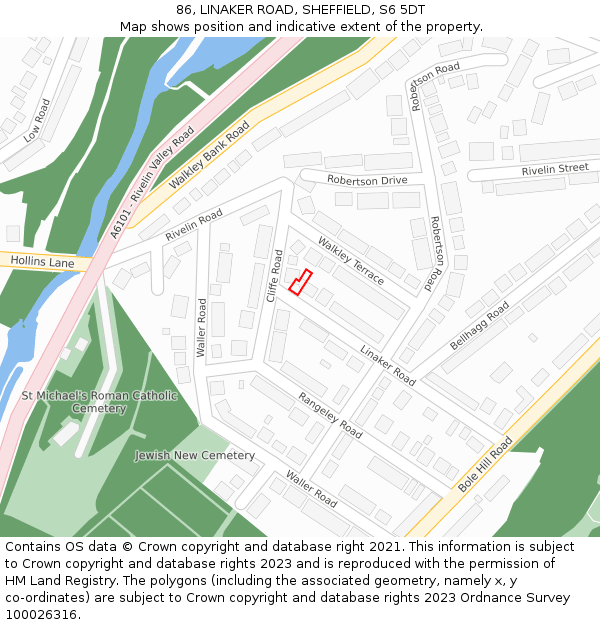 86, LINAKER ROAD, SHEFFIELD, S6 5DT: Location map and indicative extent of plot