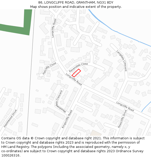 86, LONGCLIFFE ROAD, GRANTHAM, NG31 8DY: Location map and indicative extent of plot