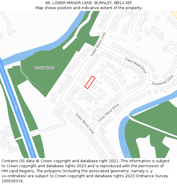 86, LOWER MANOR LANE, BURNLEY, BB12 0EF: Location map and indicative extent of plot