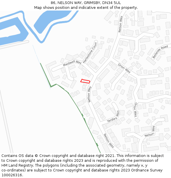 86, NELSON WAY, GRIMSBY, DN34 5UL: Location map and indicative extent of plot