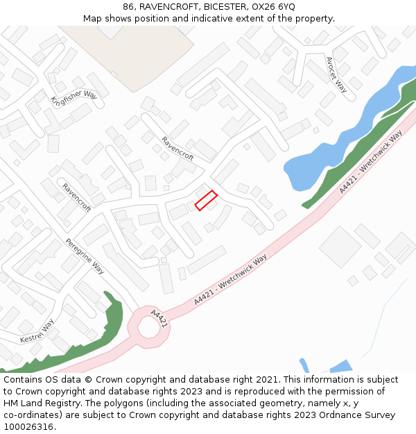 86, RAVENCROFT, BICESTER, OX26 6YQ: Location map and indicative extent of plot