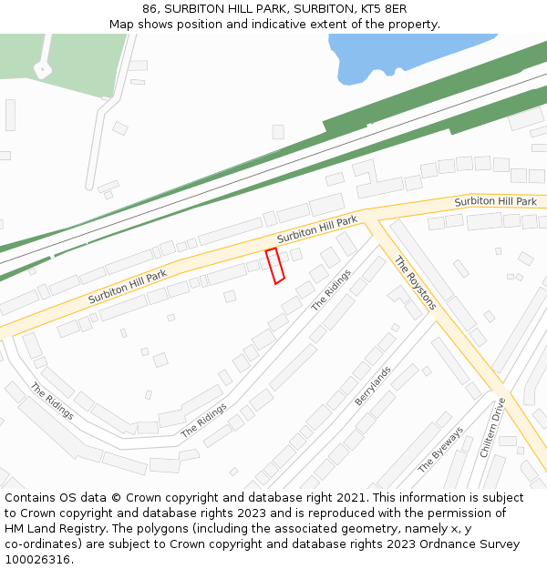 86, SURBITON HILL PARK, SURBITON, KT5 8ER: Location map and indicative extent of plot