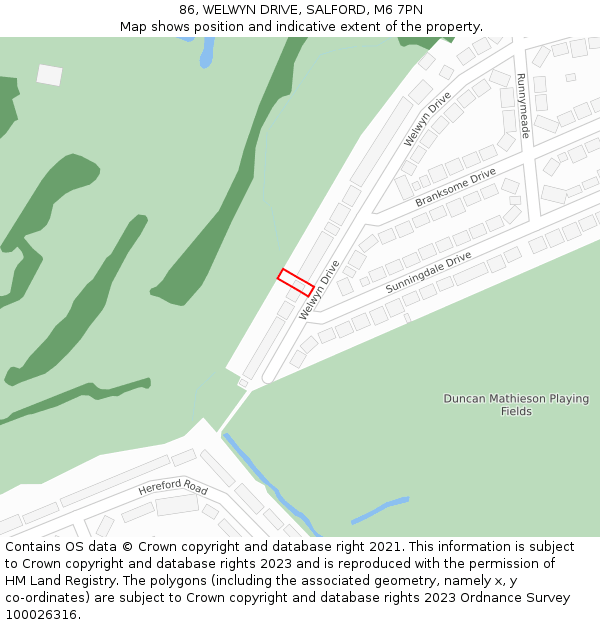 86, WELWYN DRIVE, SALFORD, M6 7PN: Location map and indicative extent of plot