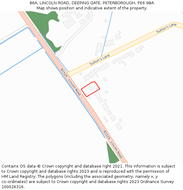 86A, LINCOLN ROAD, DEEPING GATE, PETERBOROUGH, PE6 9BA: Location map and indicative extent of plot