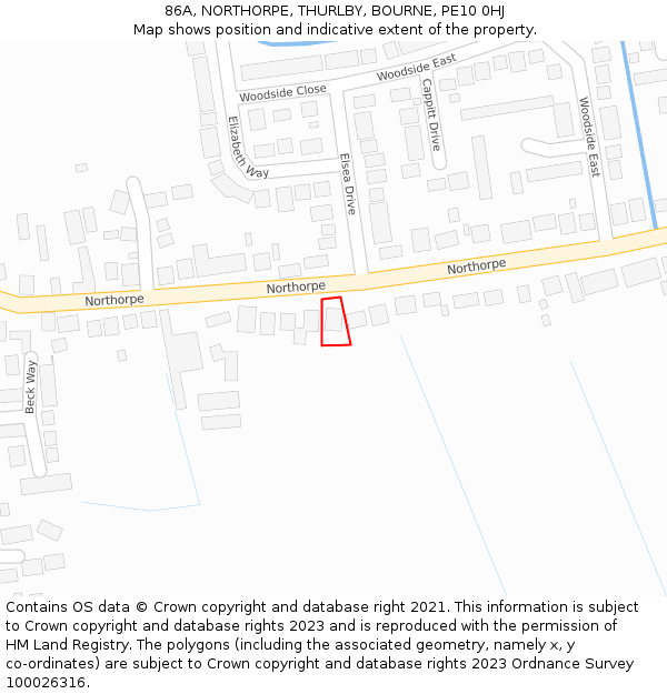 86A, NORTHORPE, THURLBY, BOURNE, PE10 0HJ: Location map and indicative extent of plot