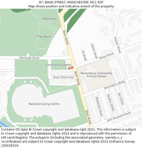 87, BANK STREET, MANCHESTER, M11 4DF: Location map and indicative extent of plot