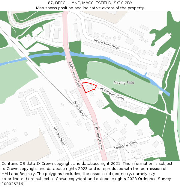 87, BEECH LANE, MACCLESFIELD, SK10 2DY: Location map and indicative extent of plot