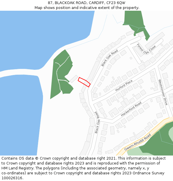 87, BLACKOAK ROAD, CARDIFF, CF23 6QW: Location map and indicative extent of plot