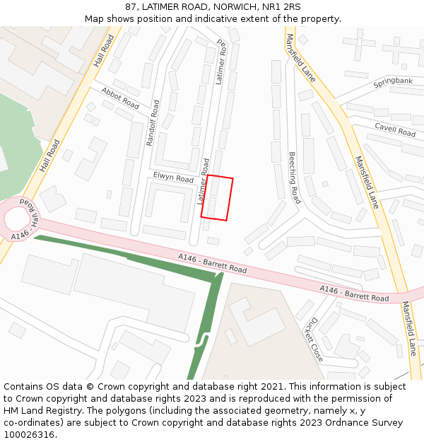 87, LATIMER ROAD, NORWICH, NR1 2RS: Location map and indicative extent of plot