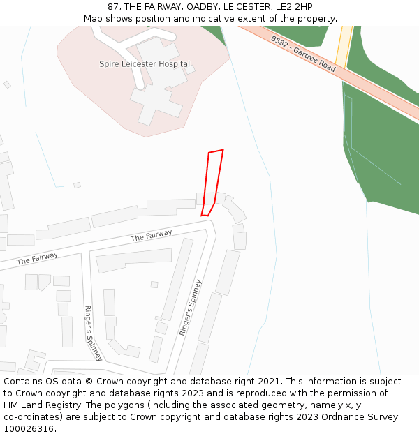 87, THE FAIRWAY, OADBY, LEICESTER, LE2 2HP: Location map and indicative extent of plot