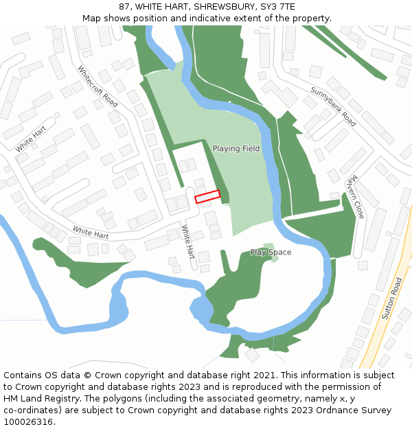 87, WHITE HART, SHREWSBURY, SY3 7TE: Location map and indicative extent of plot