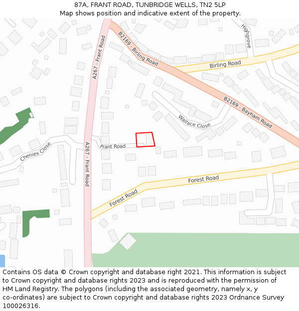 87A, FRANT ROAD, TUNBRIDGE WELLS, TN2 5LP: Location map and indicative extent of plot
