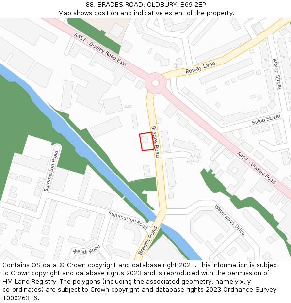 88, BRADES ROAD, OLDBURY, B69 2EP: Location map and indicative extent of plot