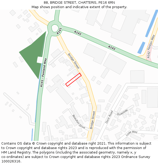 88, BRIDGE STREET, CHATTERIS, PE16 6RN: Location map and indicative extent of plot