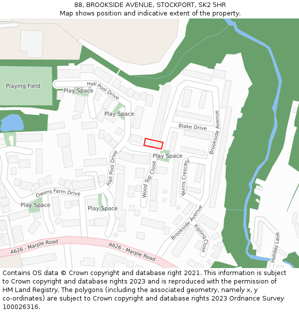 88, BROOKSIDE AVENUE, STOCKPORT, SK2 5HR: Location map and indicative extent of plot