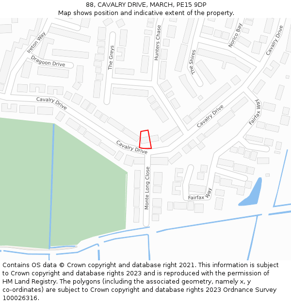 88, CAVALRY DRIVE, MARCH, PE15 9DP: Location map and indicative extent of plot