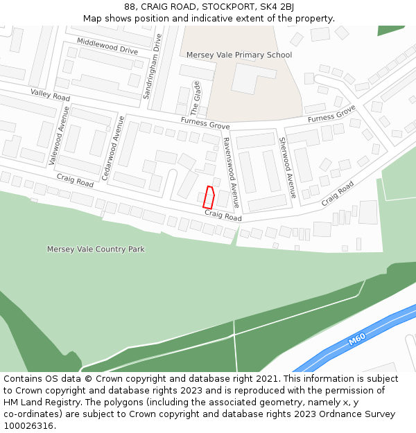 88, CRAIG ROAD, STOCKPORT, SK4 2BJ: Location map and indicative extent of plot