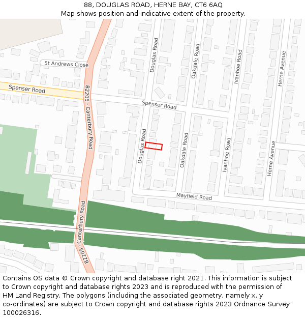 88, DOUGLAS ROAD, HERNE BAY, CT6 6AQ: Location map and indicative extent of plot