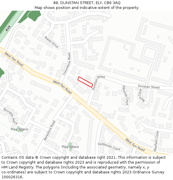 88, DUNSTAN STREET, ELY, CB6 3AQ: Location map and indicative extent of plot