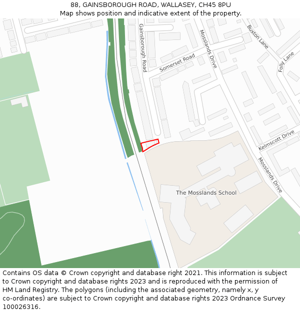 88, GAINSBOROUGH ROAD, WALLASEY, CH45 8PU: Location map and indicative extent of plot