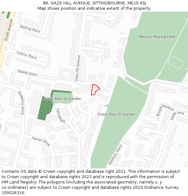 88, GAZE HILL AVENUE, SITTINGBOURNE, ME10 4SJ: Location map and indicative extent of plot