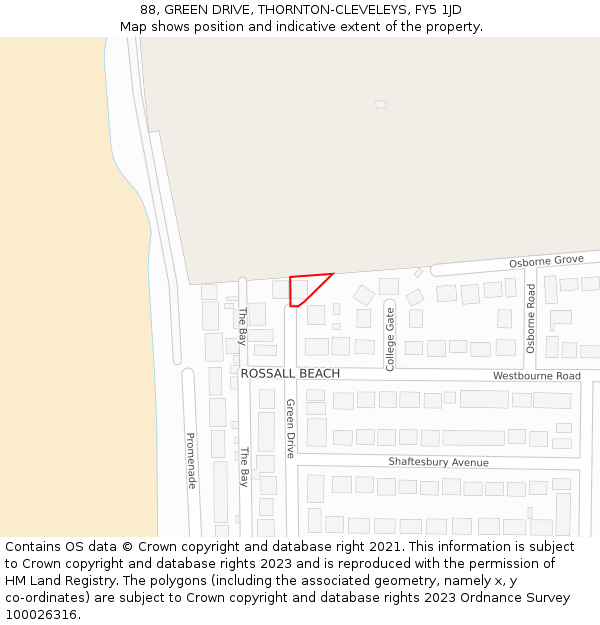 88, GREEN DRIVE, THORNTON-CLEVELEYS, FY5 1JD: Location map and indicative extent of plot