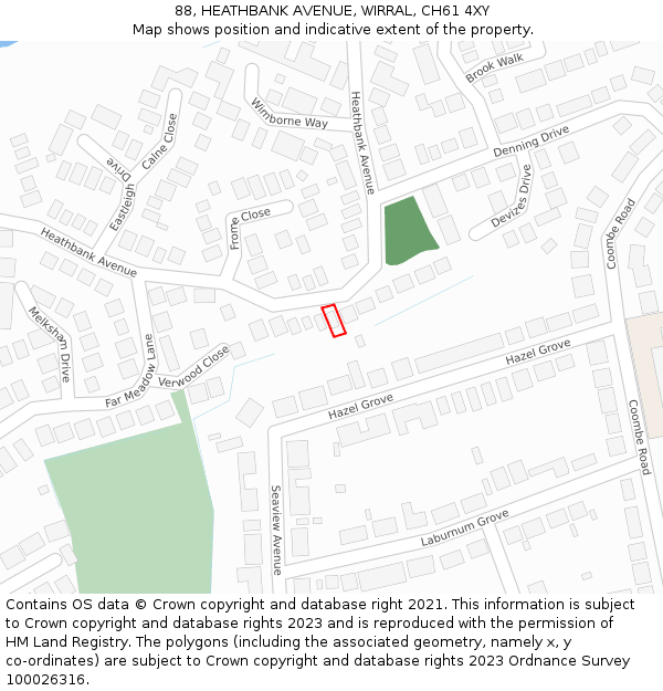 88, HEATHBANK AVENUE, WIRRAL, CH61 4XY: Location map and indicative extent of plot