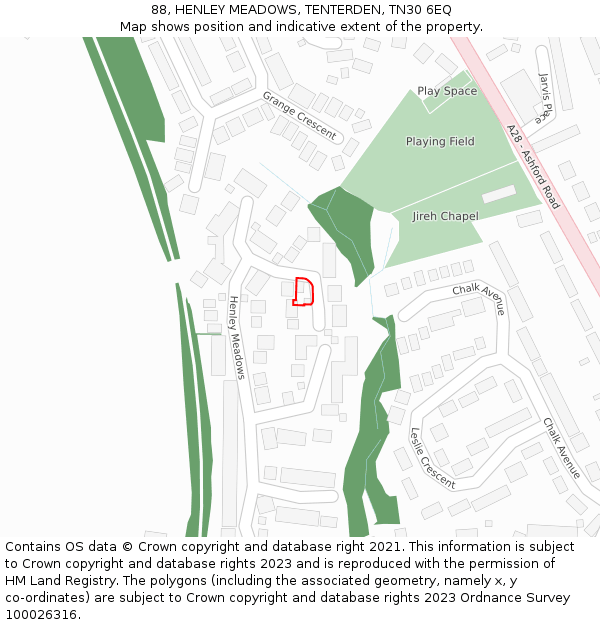 88, HENLEY MEADOWS, TENTERDEN, TN30 6EQ: Location map and indicative extent of plot